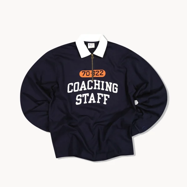 CHAMPION TIME CAPSULE Long Sleeve Polo Shirt - Navy