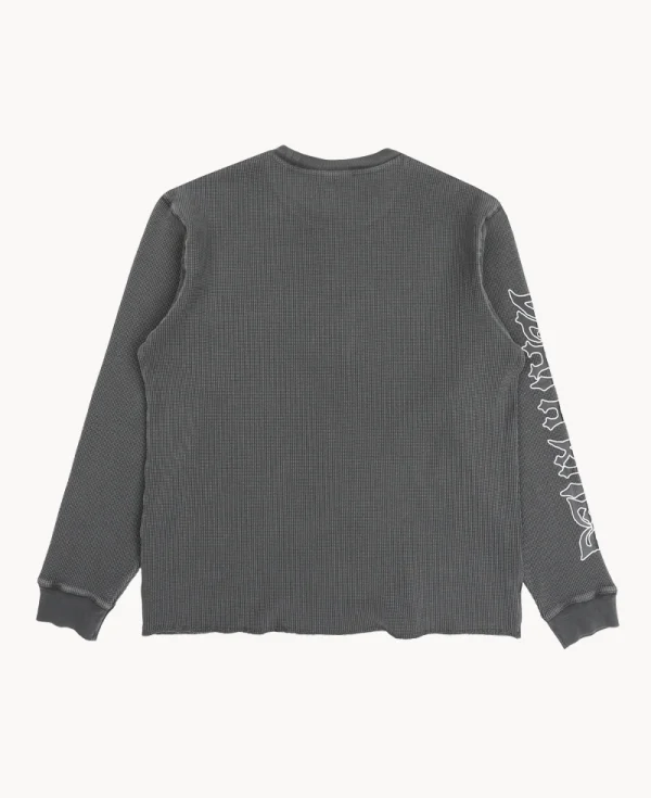 DEATH RITES Scrip Waffle Knit Top – Black Garment Dye