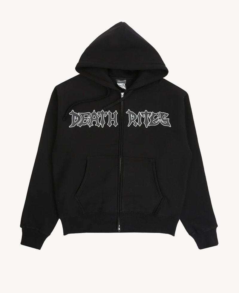 DEATH RITES Sript Zip Hoodie – Black DEATH RITES Sript Zip Hoodie – Black