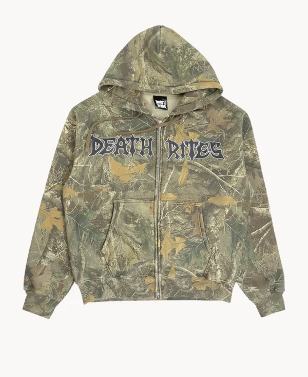 DEATH RITES Sript Zip Hoodie – Tree Camo