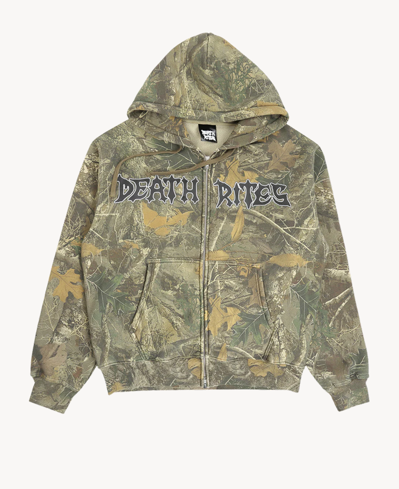DEATH RITES Sript Zip Hoodie – Tree Camo DEATH RITES Sript Zip Hoodie – Tree Camo