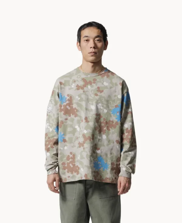 ECSTATIC RESEARCH Camo LS T-shirt – Beige