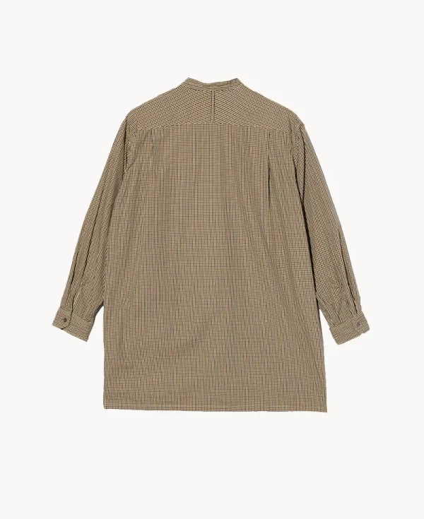 ENGINEERED GARMENTS Banded Collar Long Shirt – Brown Black Cotton Check