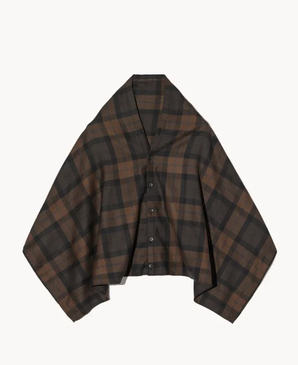 ENGINEERED GARMENTS Button Shawl – Brown Black Worsted Wool