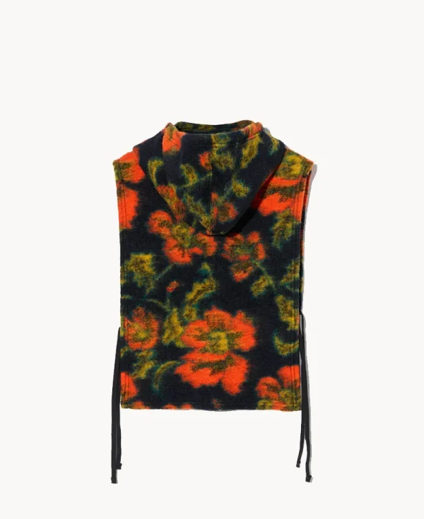 ENGINEERED GARMENTS Hooded Interliner – Navy Orange Florl Knit