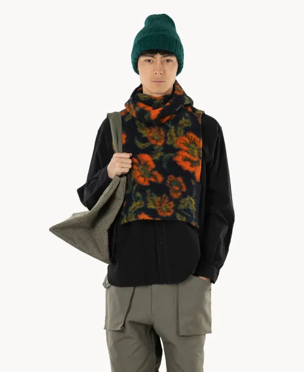 ENGINEERED GARMENTS Hooded Interliner – Navy Orange Florl Knit