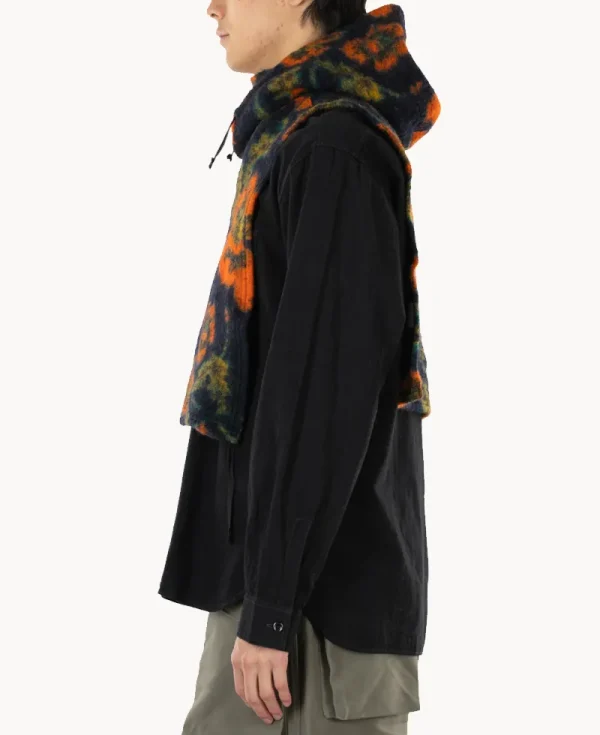 ENGINEERED GARMENTS Hooded Interliner – Navy Orange Florl Knit