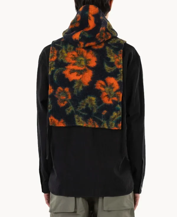 ENGINEERED GARMENTS Hooded Interliner – Navy Orange Florl Knit