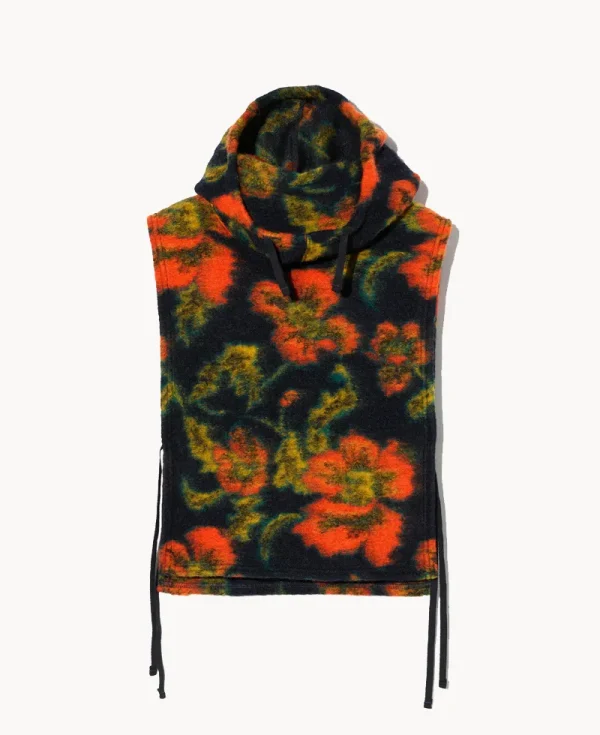 ENGINEERED GARMENTS Hooded Interliner – Navy Orange Florl Knit