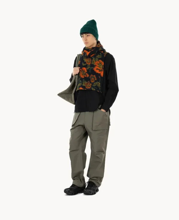 ENGINEERED GARMENTS Hooded Interliner – Navy Orange Florl Knit