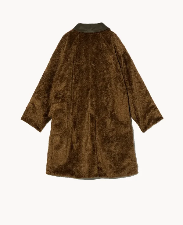 ENGINEERED GARMENTS Shawl Collar Reversible Coat – Brown Coated Brown Cruly Fur