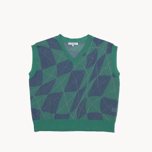 F/Ce. Distorter Checkerboard Pattern Knit Vest - Green