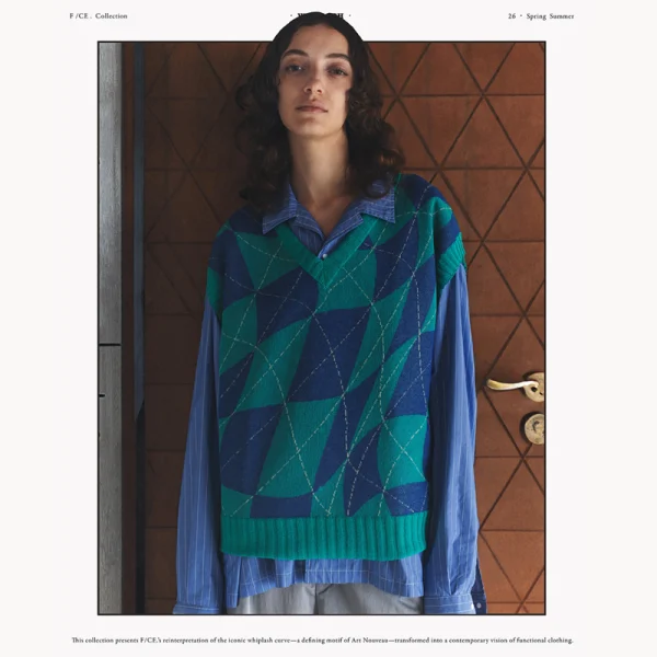 F/Ce. Distorter Checkerboard Pattern Knit Vest - Green