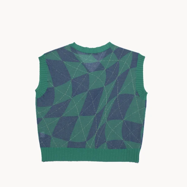 F/Ce. Distorter Checkerboard Pattern Knit Vest - Green
