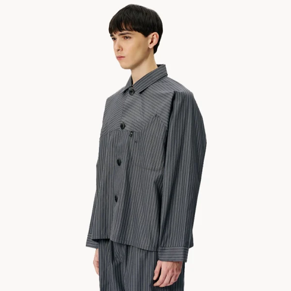 GOLDWIN 0 Reflective Striped Shirt – Deep Charcoal