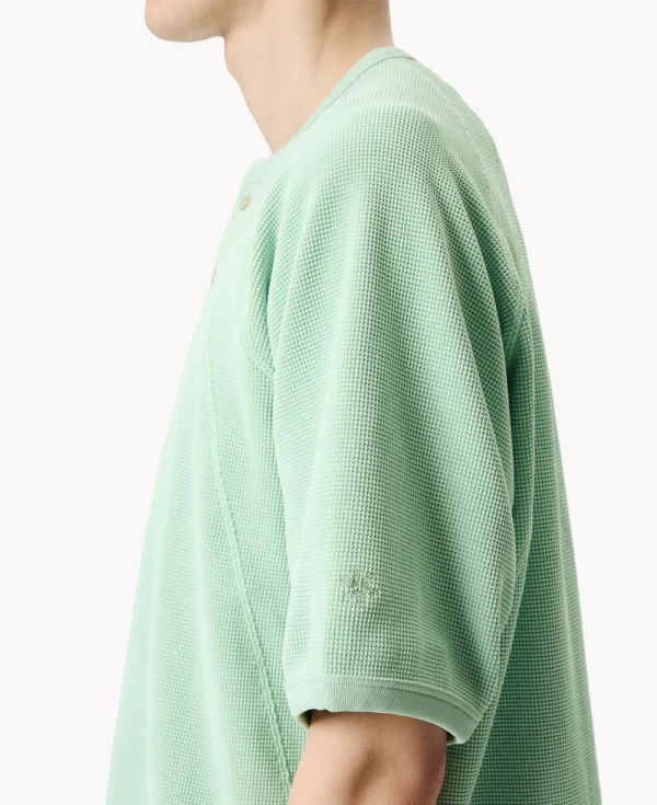 GOLDWIN Mesh WF Actinoid Henley Neck T-shirt White