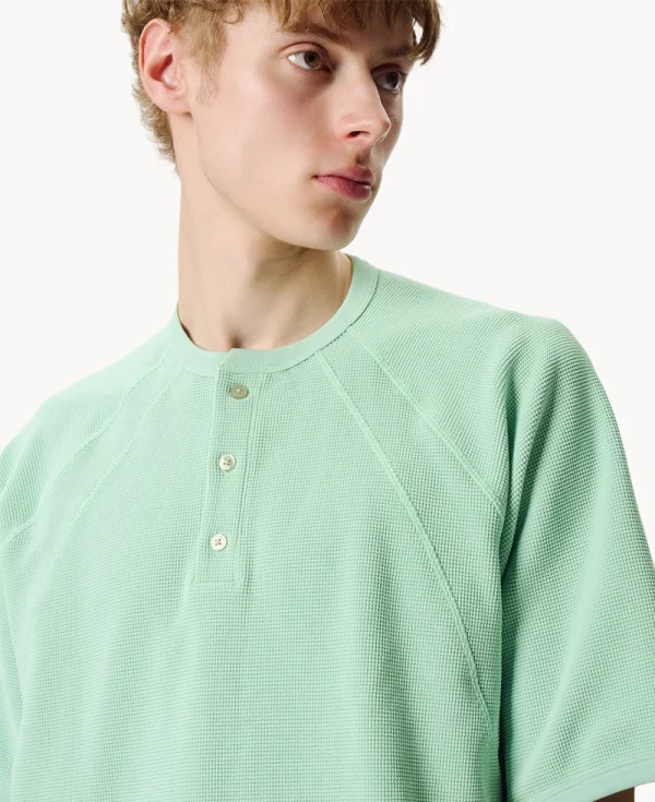 GOLDWIN Mesh WF Actinoid Henley Neck T-shirt White