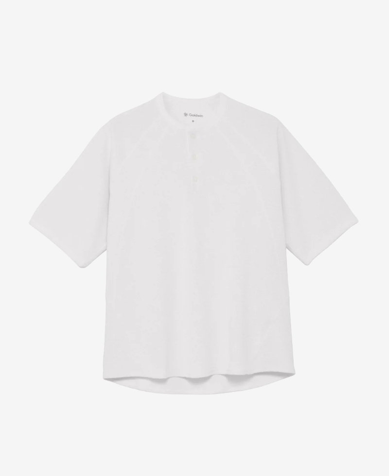 GOLDWIN Mesh WF Actinoid Henley Neck T-shirt White