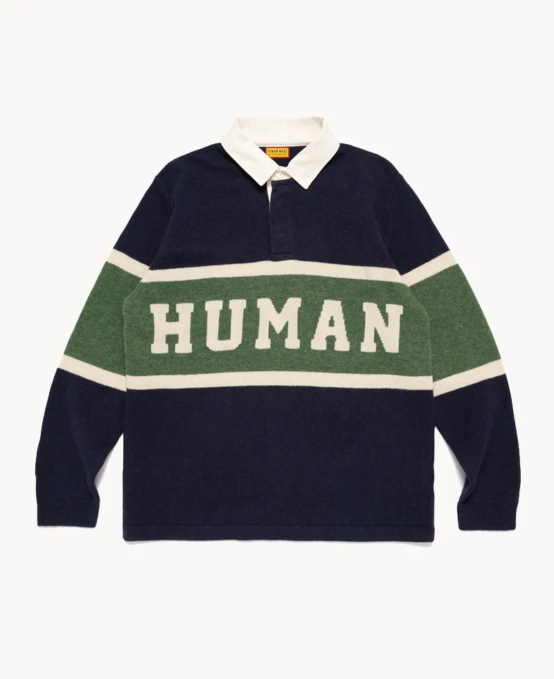 HUMAN MADE Rugby Knit Sweater – Navy HUMAN MADE Rugby Knit Sweater – Navy