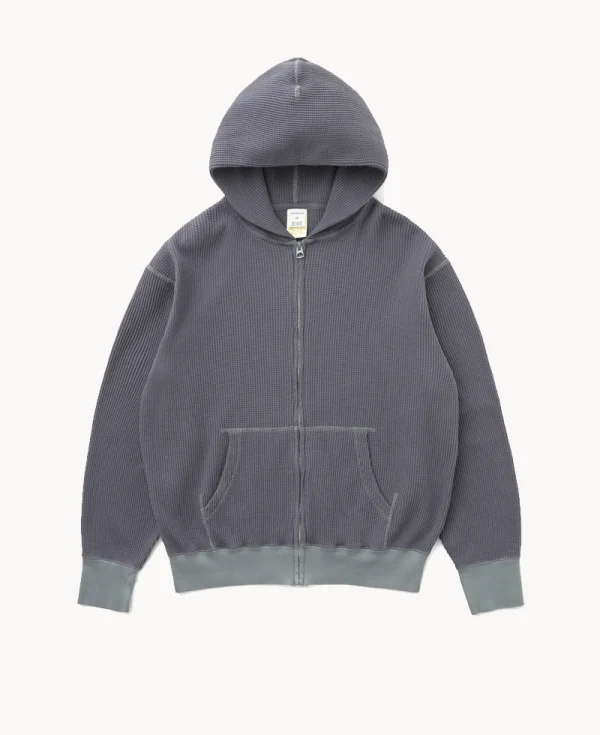 KHAKIS - Waffle Full-zip Hoodie – Faded Black