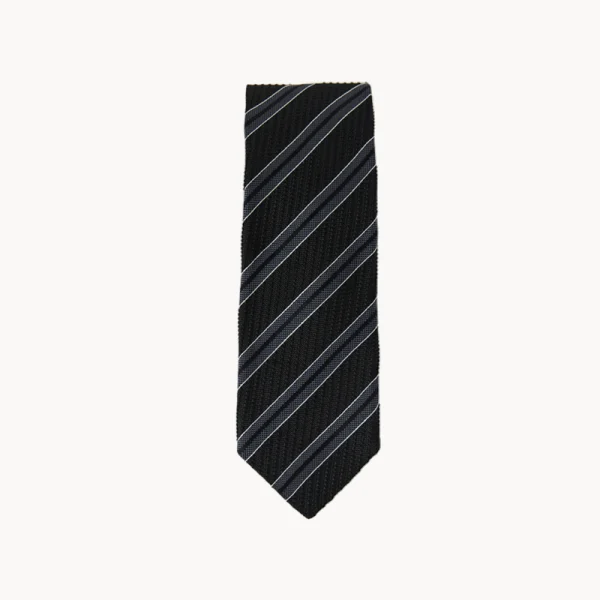 Mfpen Banquet Tie - Dark Grey Retro Stripe