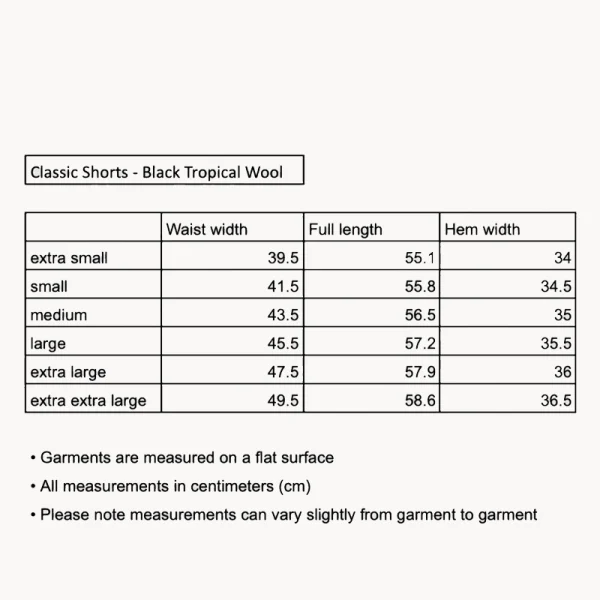 MFPEN Classic Shorts – Black Tropical Wool