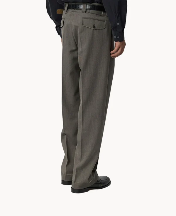 Pantalones con parches MFPEN – Sarga de lana color topo