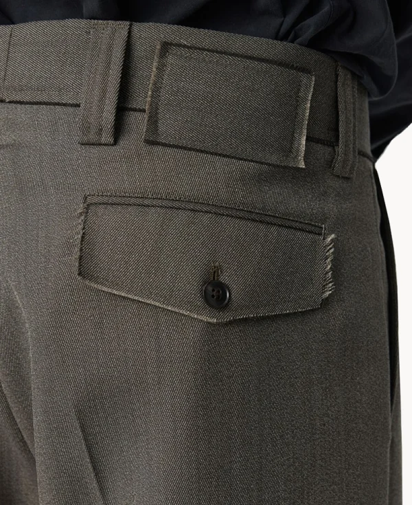 Pantalones con parches MFPEN – Sarga de lana color topo