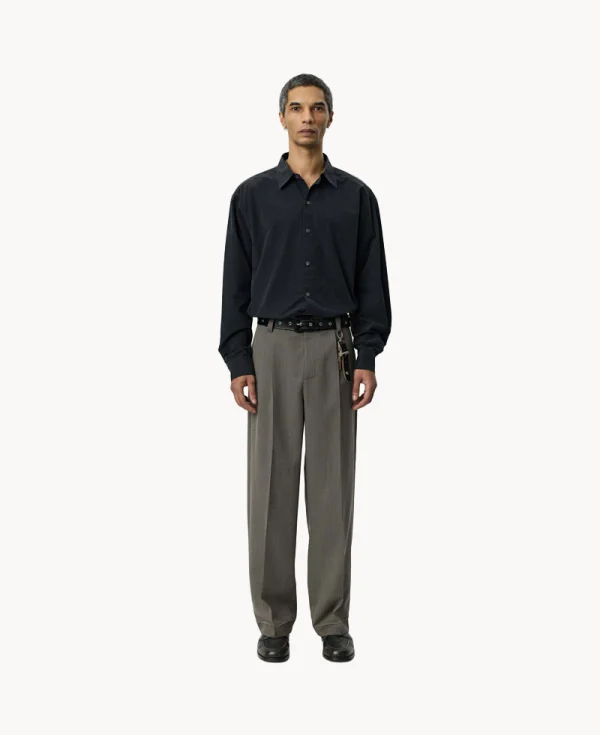 Pantalones con parches MFPEN – Sarga de lana color topo
