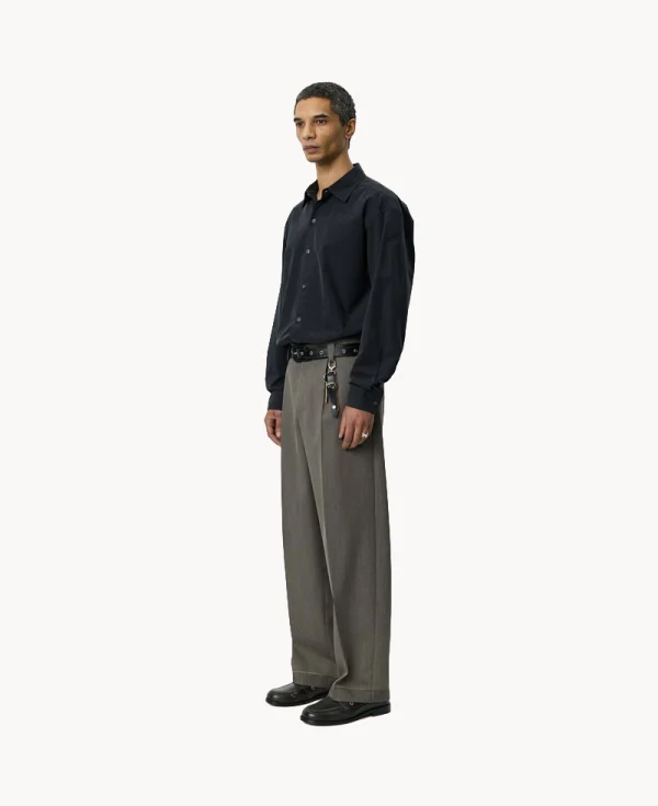 Pantalones con parches MFPEN – Sarga de lana color topo