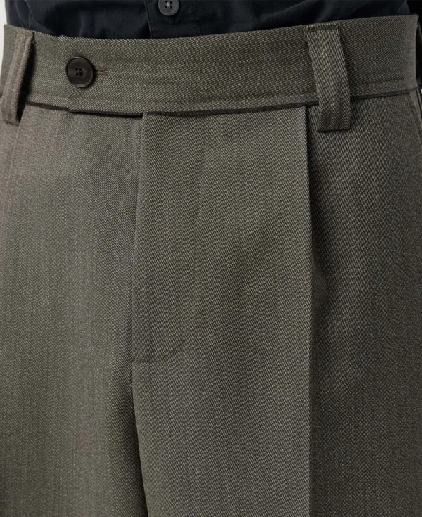 Pantalones con parches MFPEN – Sarga de lana color topo