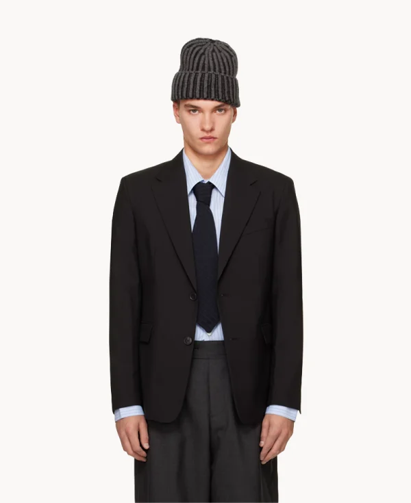 American Blazer de una sola botonera de MFPEN – Lana seca negra
