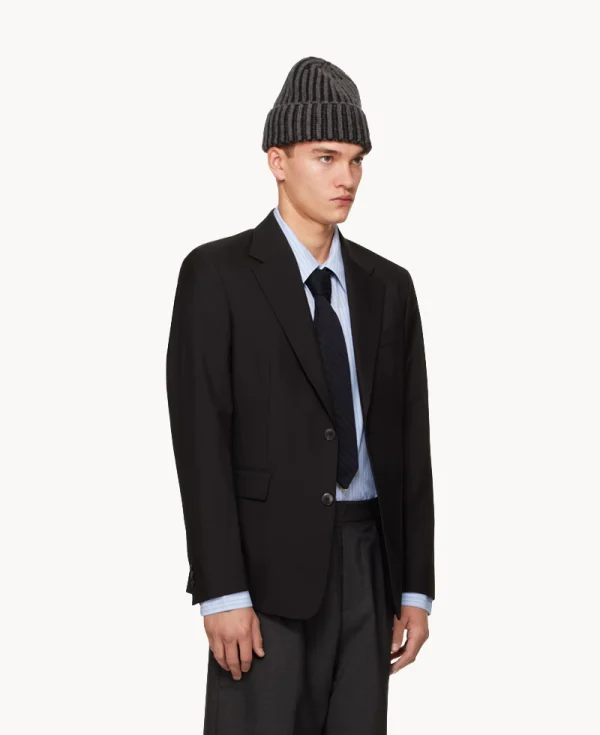 American Blazer de una sola botonera de MFPEN – Lana seca negra
