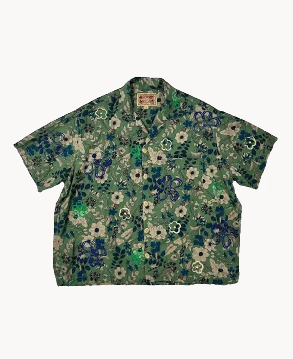 MONOSTEREO Greenhouse Floral Stamped SS Shirt – Green