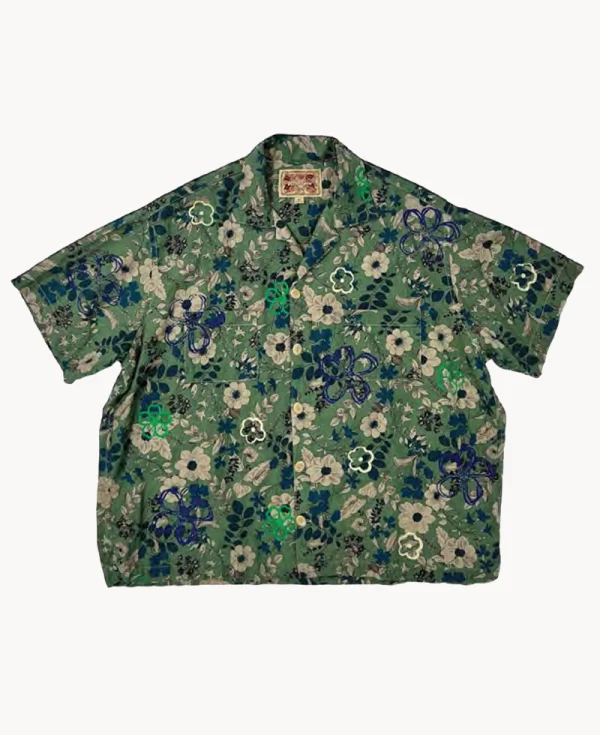 MONOSTEREO Greenhouse Floral Stamped SS Shirt – Green