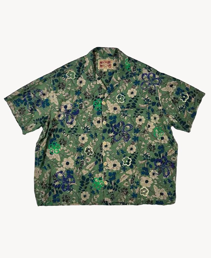 MONOSTEREO Greenhouse Floral Stamped SS Shirt – Green MONOSTEREO Greenhouse Floral Stamped SS Shirt – Green