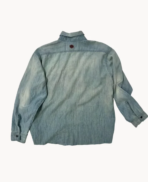 MONOSTEREO Raw Hem Hemp Chambray LS Shirt – Light Wash
