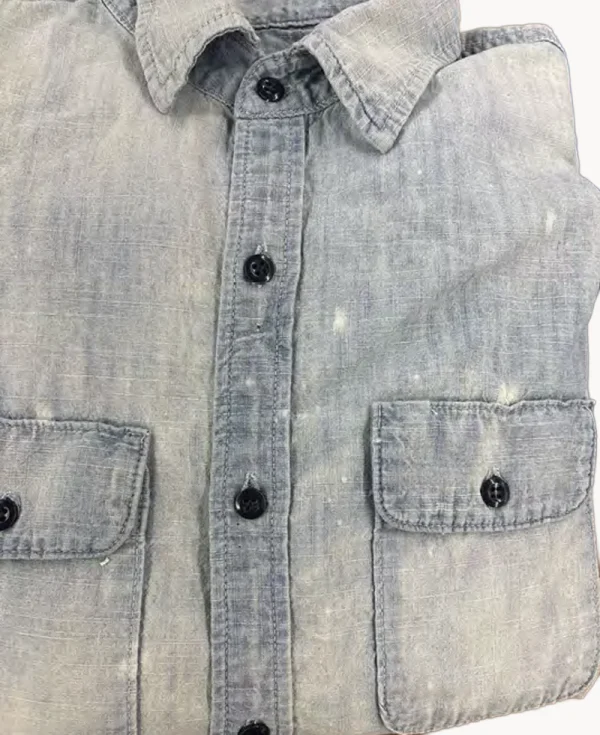 MONOSTEREO Raw Hem Hemp Chambray LS Shirt – Light Wash