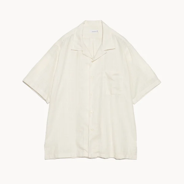 NANAMICA Open Collar Panama SS Shirt – Off White