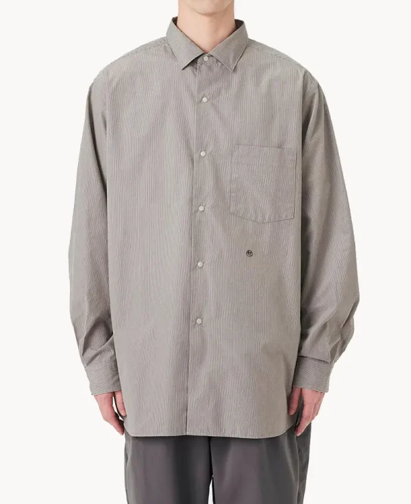 NANAMICA Regular Collar Striped Wind Shirt Gray