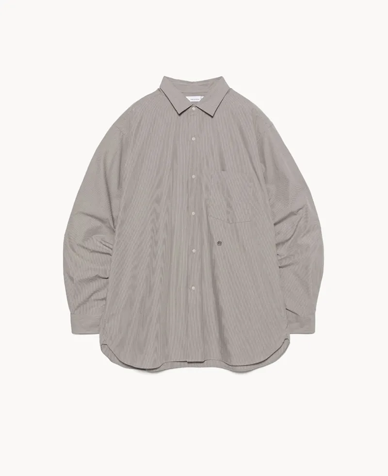 NANAMICA Regular Collar Striped Wind Shirt Gray NANAMICA Regular Collar Striped Wind Shirt Gray