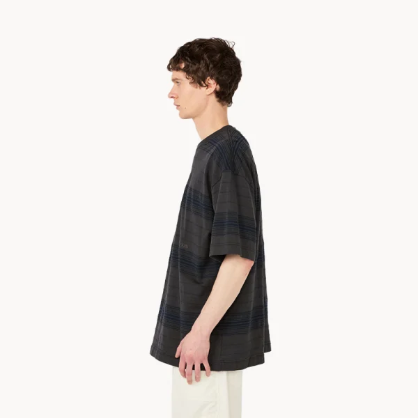 NANAMICA Stripe Tee – Charcoal