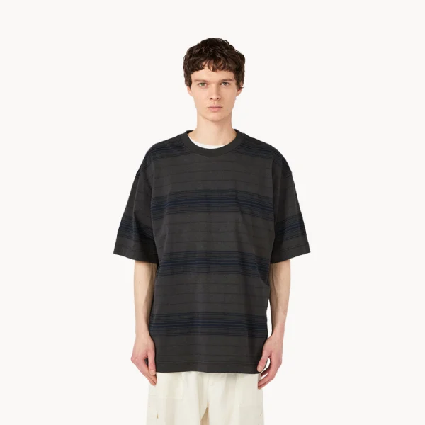 NANAMICA Stripe Tee – Charcoal