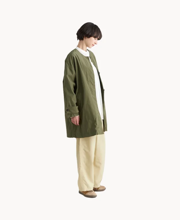 NANGA Poplin No Collar Women Coat – Khaki