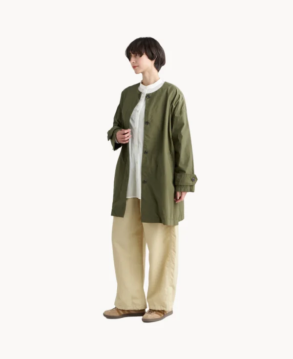 NANGA Poplin No Collar Women Coat – Khaki