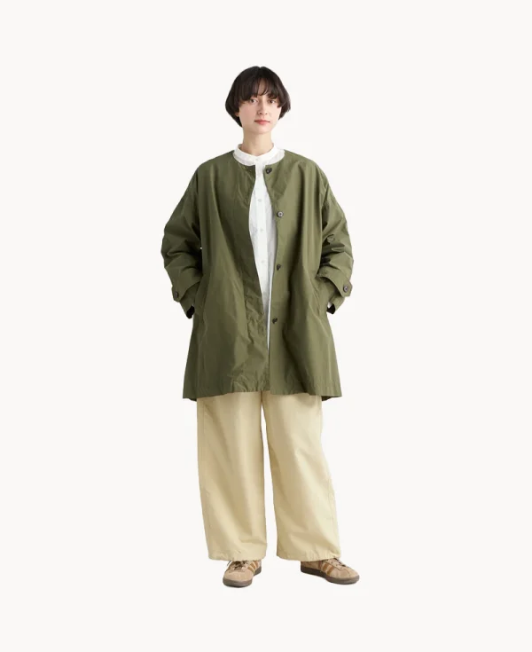 NANGA Poplin No Collar Women Coat – Khaki