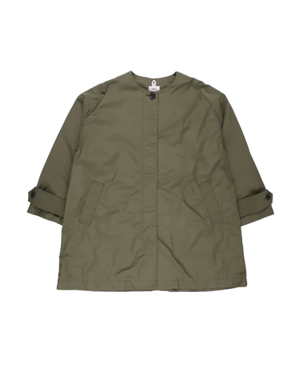 NANGA Poplin No Collar Women Coat – Khaki