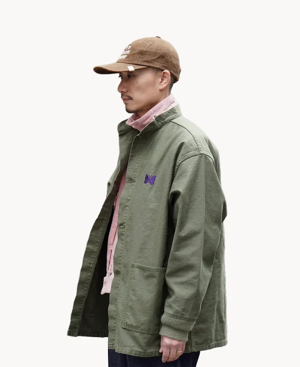 NEEDLES Army Shirt - Reversed Sateen Olive