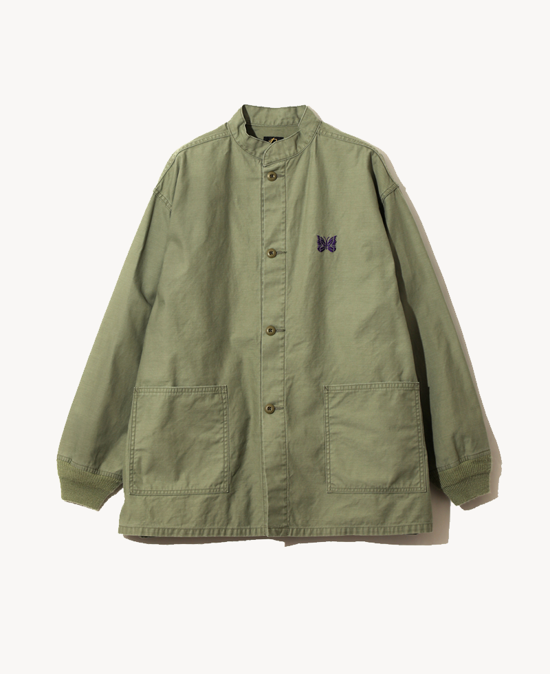 NEEDLES Army Shirt - Reversed Sateen Olive NEEDLES Army Shirt - Reversed Sateen Olive