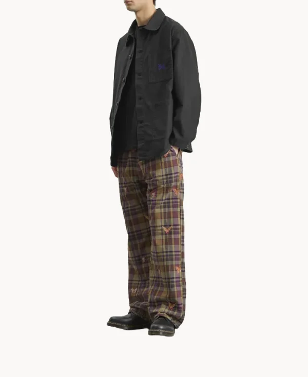 NEEDLES String Easy Pant - Embroidered Madras Plaid Brown